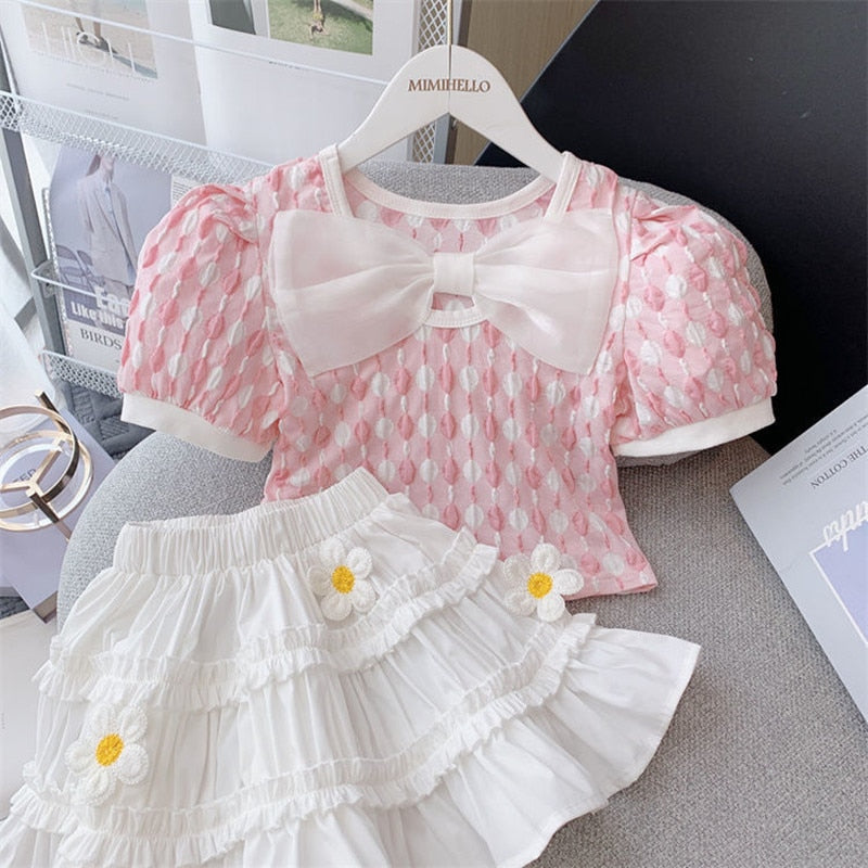 Conjunto Infantil Lazo y Flores
