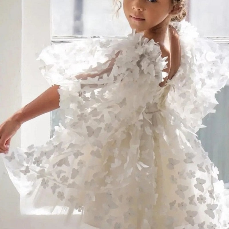 Vestido tutú de princesa mariposa con manga abullonada