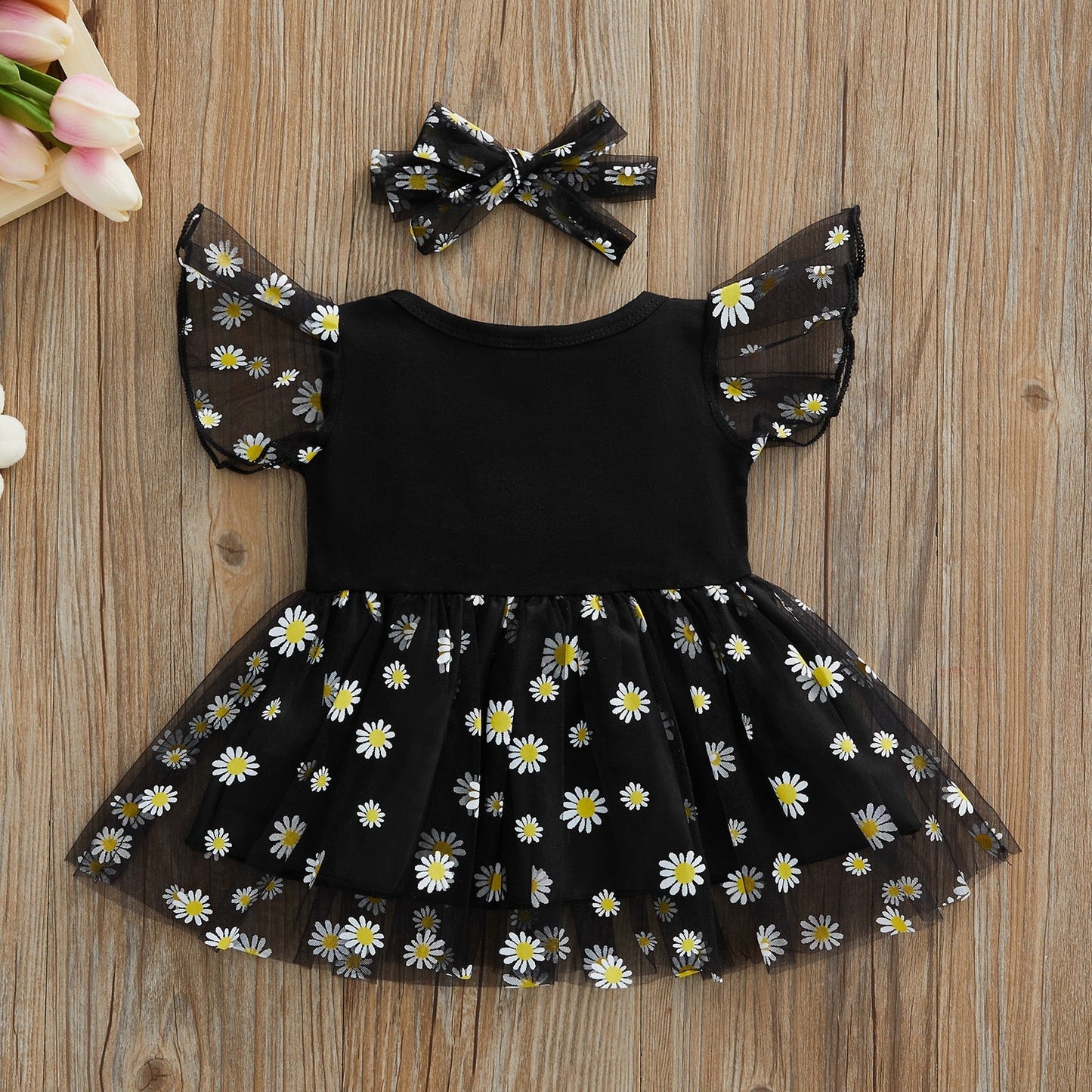 Vestido Princesa Diadema Estampado Flor