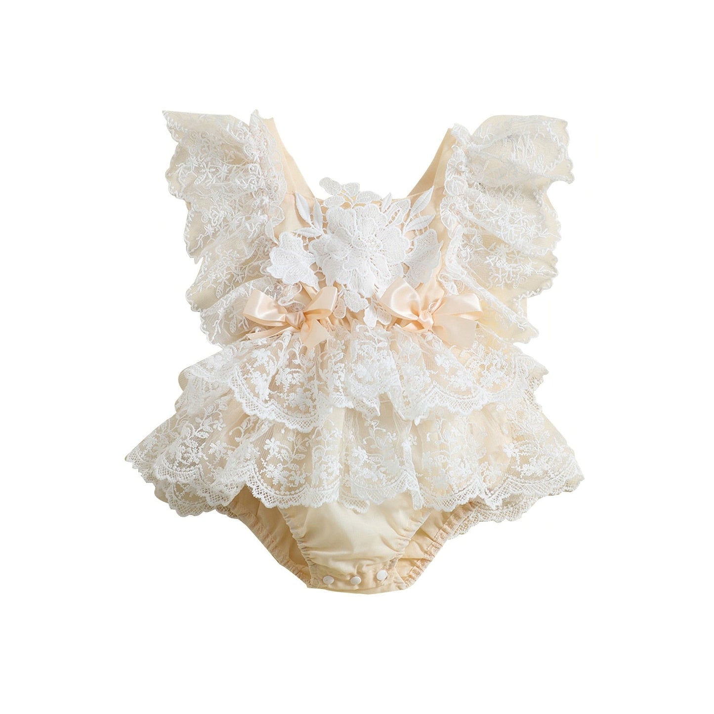 Vestido mameluco de encaje floral de verano