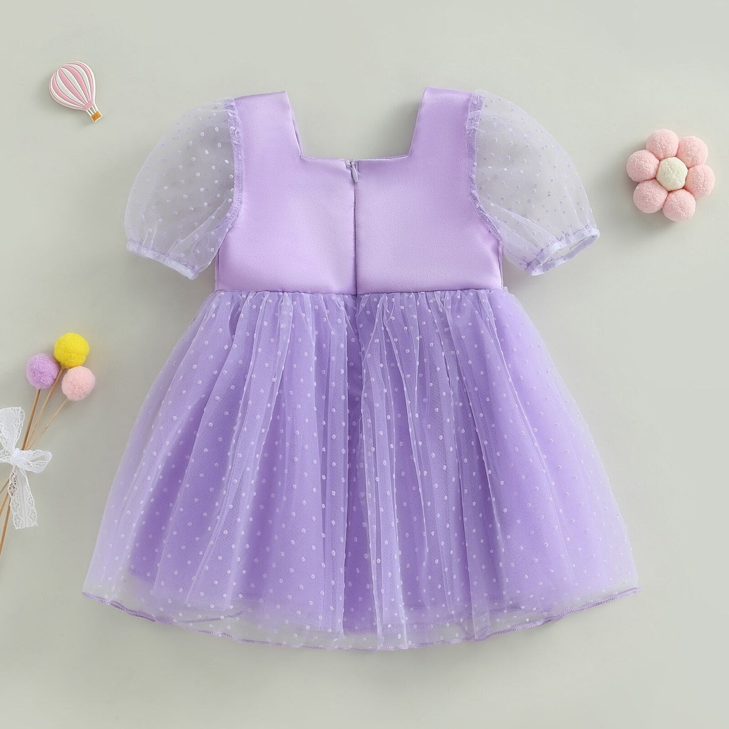Vestido Infantil Tul Lunares