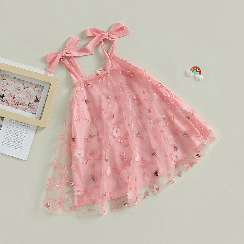 Vestido Infantil Tirantes Lazo Tul