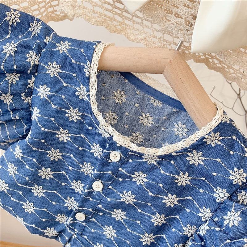 Conjunto de camisa y falda de flores con mangas con volantes de moda de verano