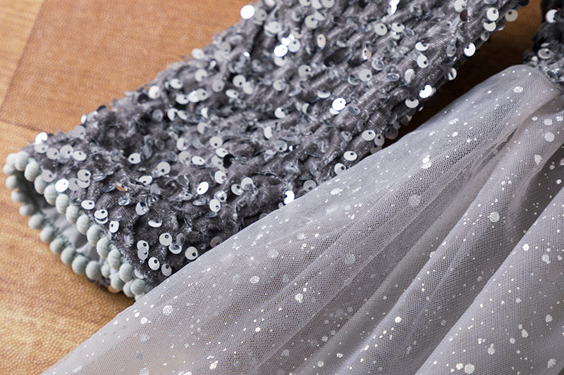 Vestido Infantil Beige Manga Larga Encaje y Tul