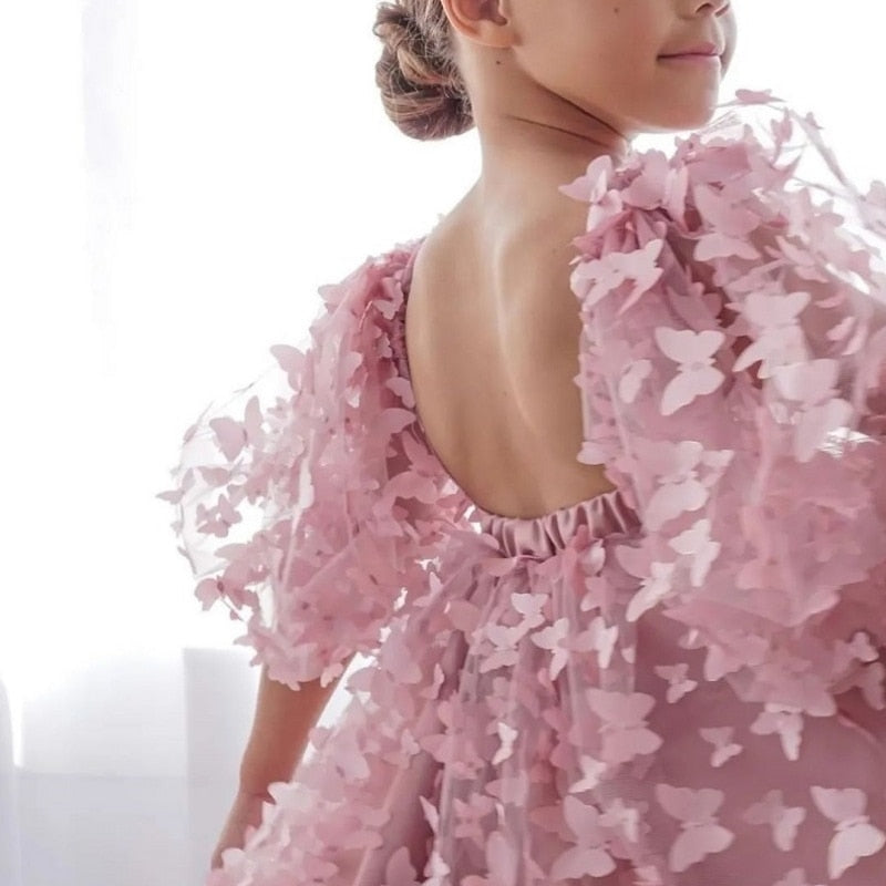 Vestido tutú de princesa mariposa con manga abullonada