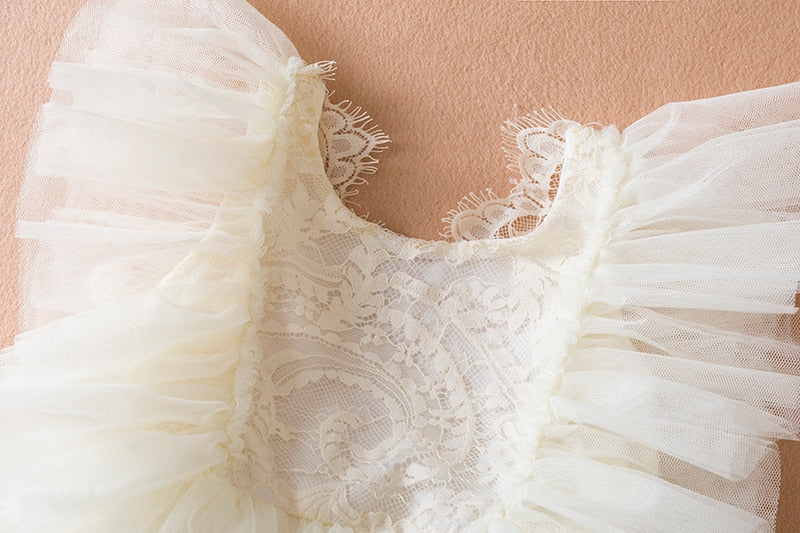 Vestido Infantil Capas Encaje y Tul
