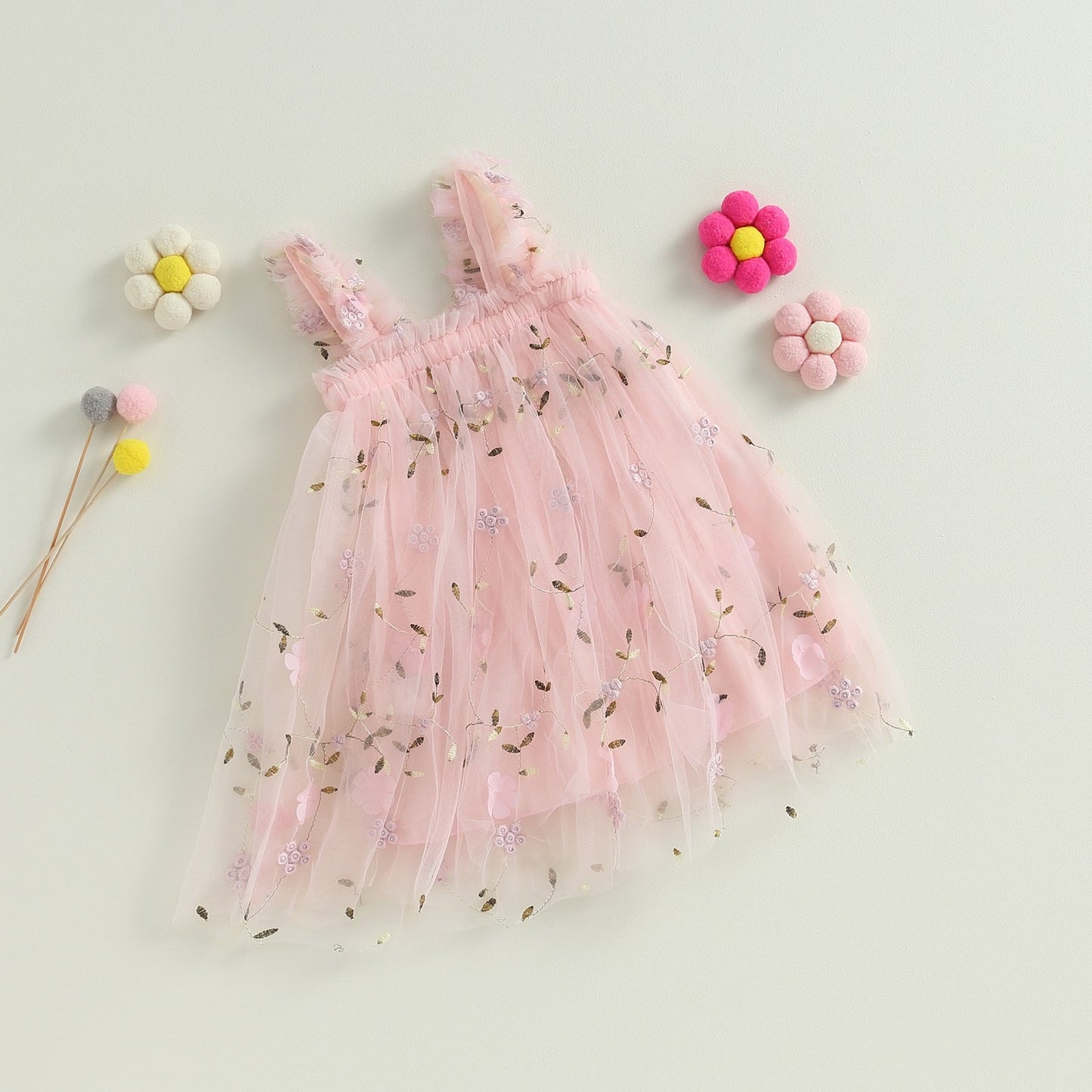 Vestido de tul a capas vestido de flores de tul