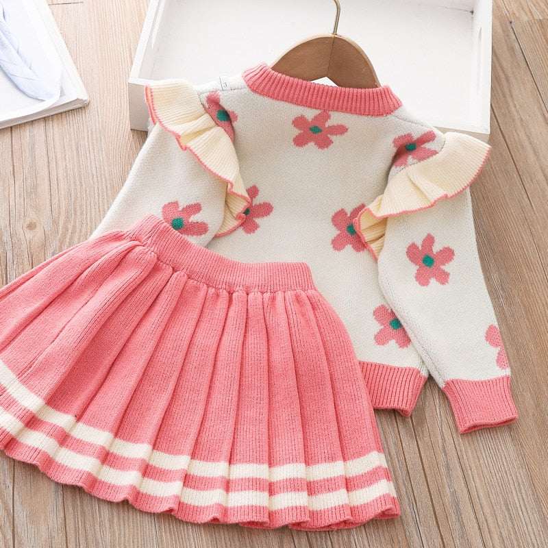Conjunto Infantil Cárdigan + Falda Plisada