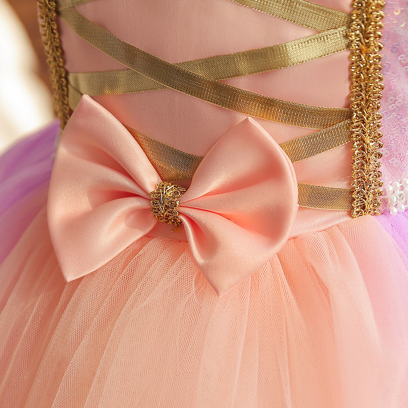 Vestido de Fiesta Infantil Lila y Rosa