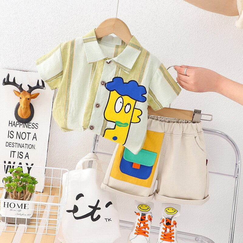 Conjunto Infantil 2 Piezas Pantalones Cortos con Bolsillos de Colores