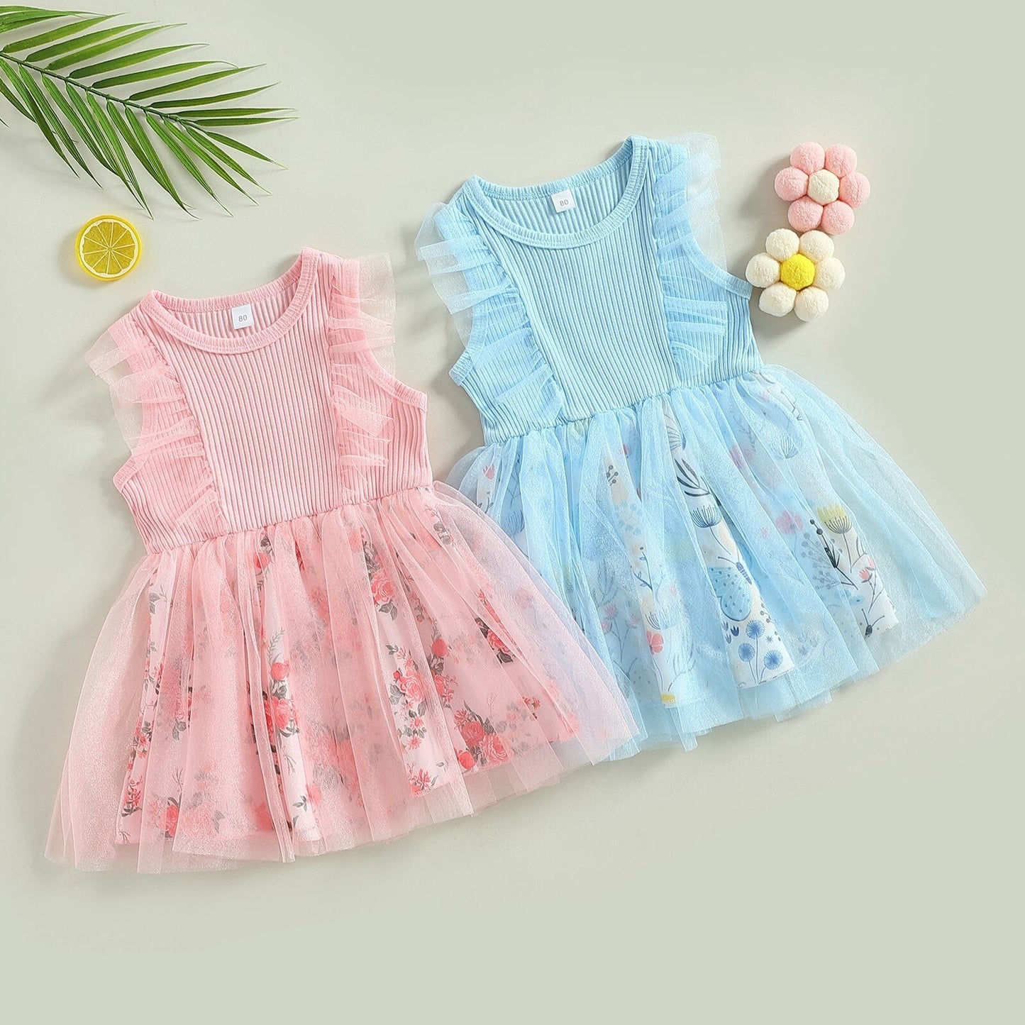 Vestido Infantil de Flores y Tul