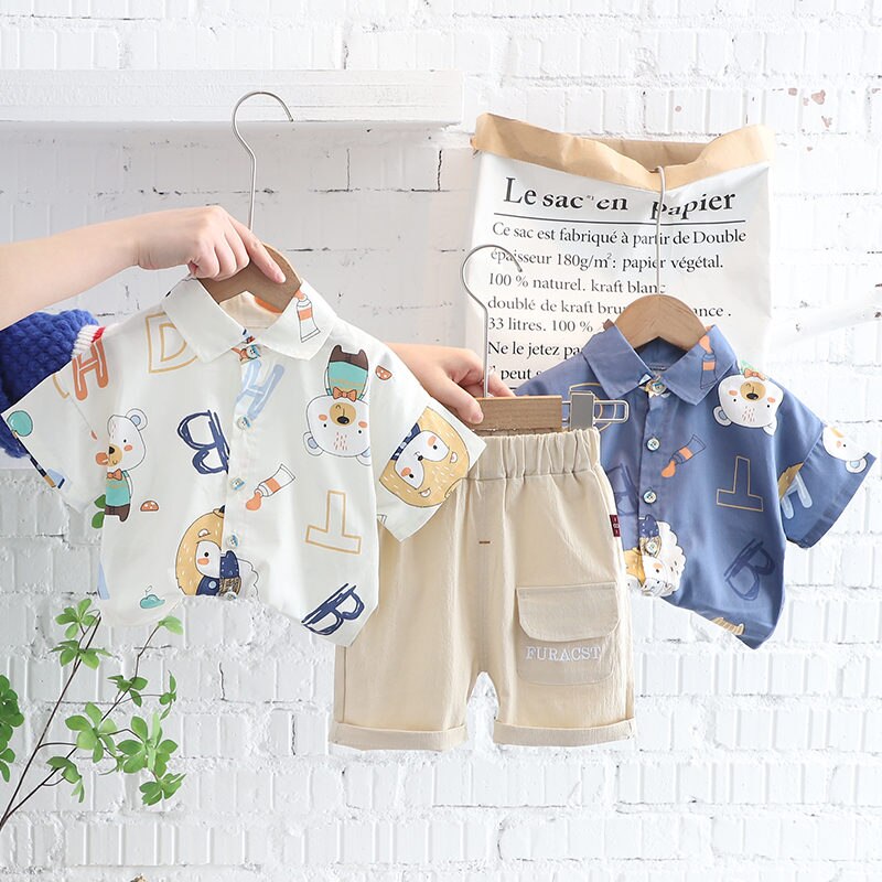 Conjunto infantil de camisa de bebé con osito lindo