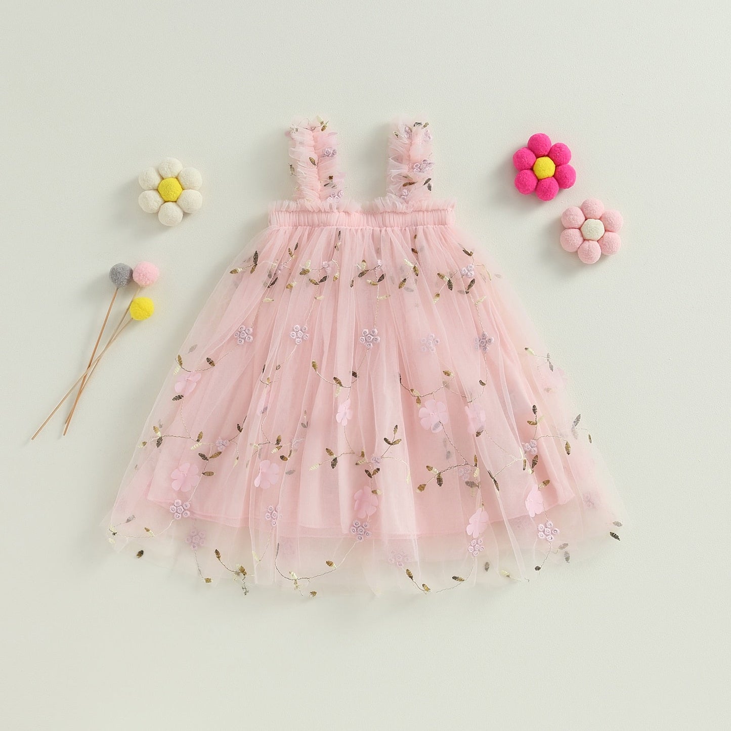 Vestido de tul a capas vestido de flores de tul