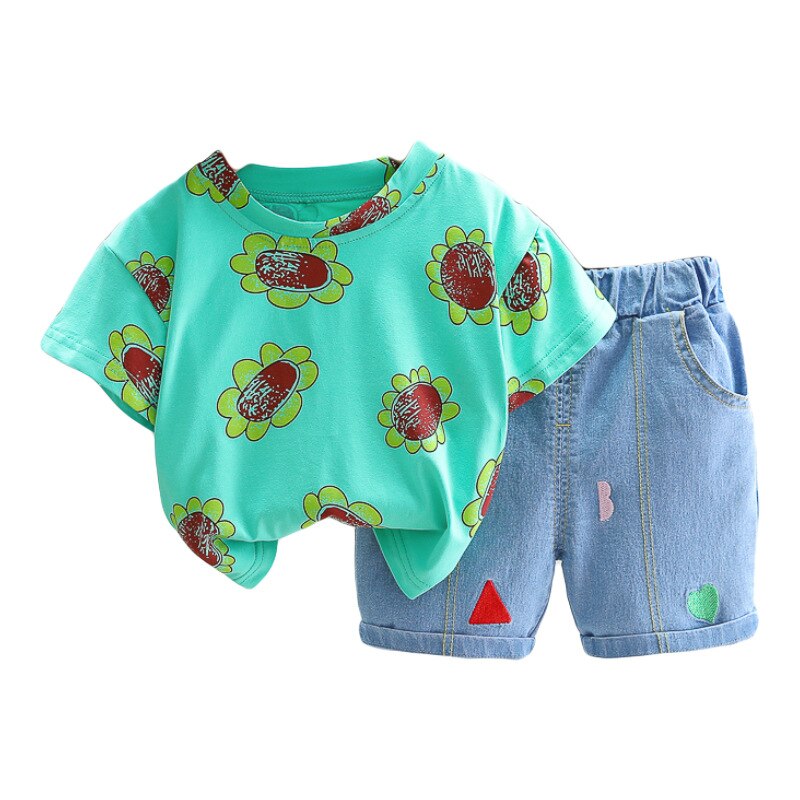 Conjunto de jeans florales para niños