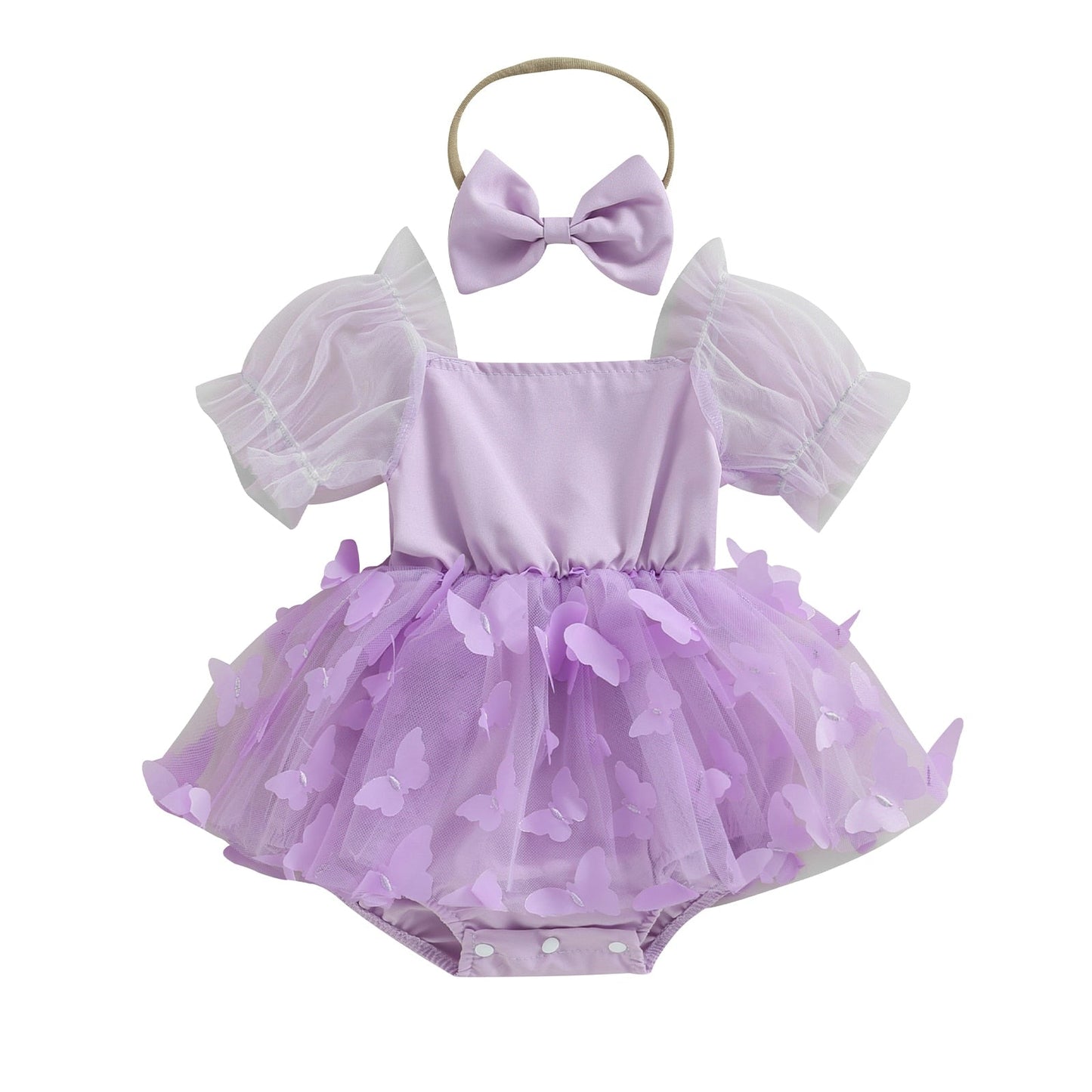 Vestido mameluco con estampado de mariposas