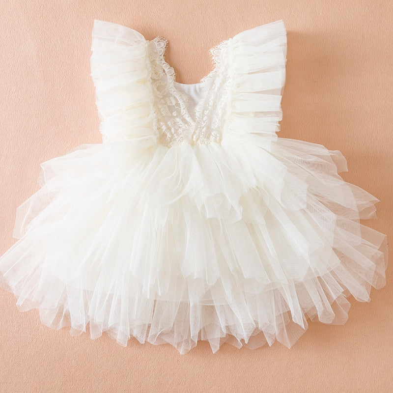 Vestido Infantil Capas Encaje y Tul