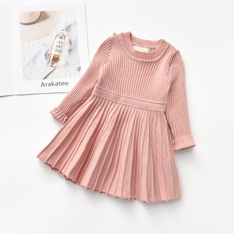 Vestido infantil de lana plisado