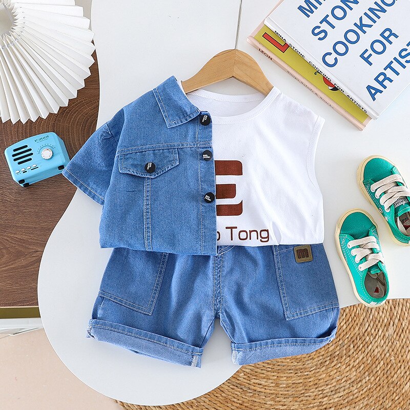 Conjunto de jeans de manga corta para niños