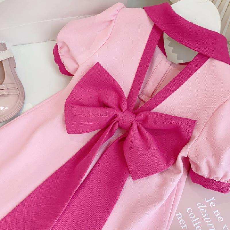 Vestido infantil de encaje rosa