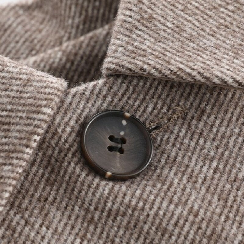 Conjunto de ropa de lana chaqueta + falda 2 piezas cálido grueso gris plisado