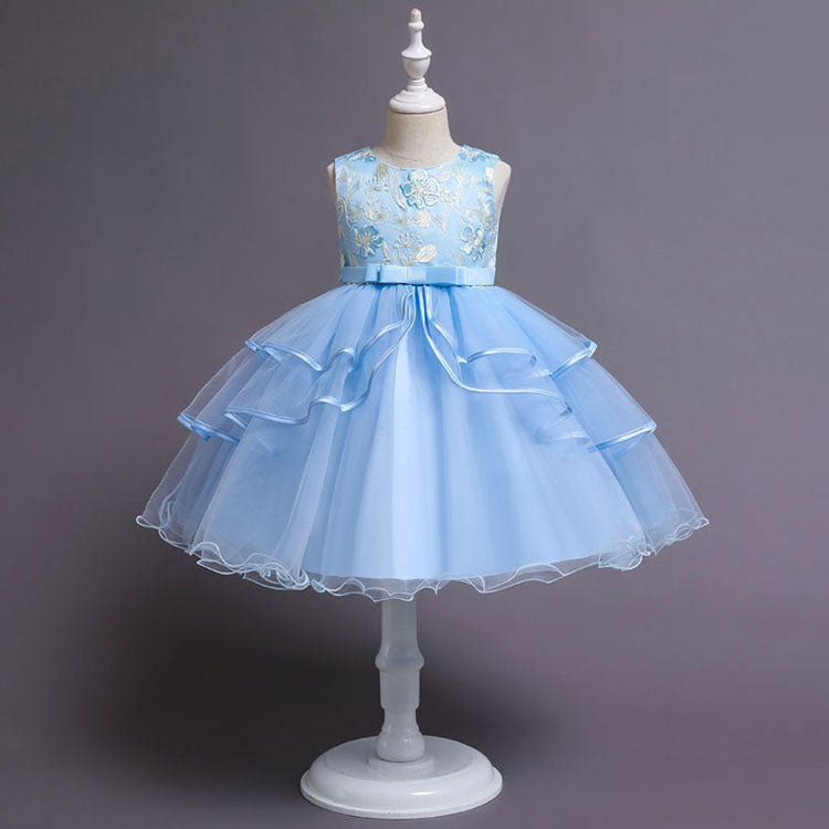 Vestido de Fiesta Infantil Flores Volantes