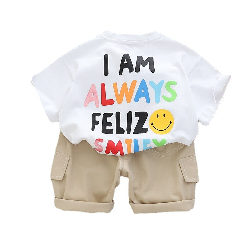 Conjunto Rainbow Smile Camisetas Manga Corta Bordado