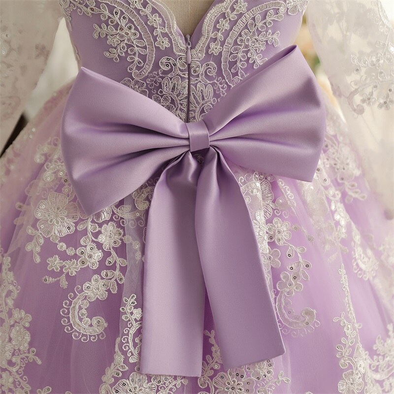 Vestido de Fiesta Infantil Tul y Encaje + Fajín