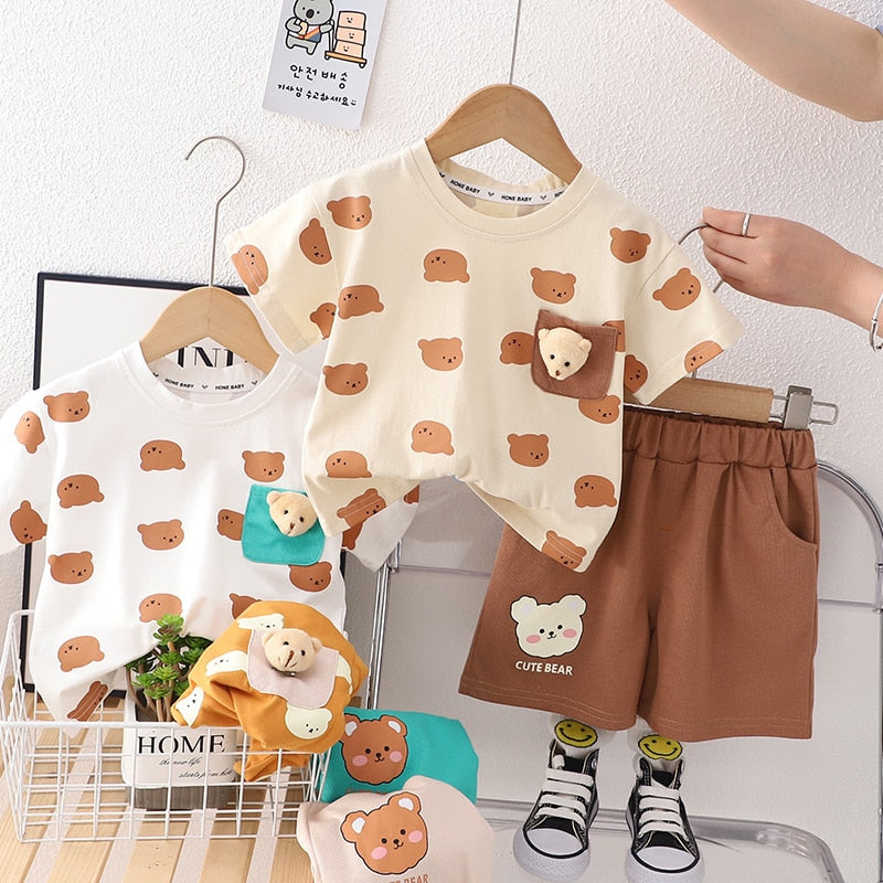 Conjunto Infantil Manga Corta Oso