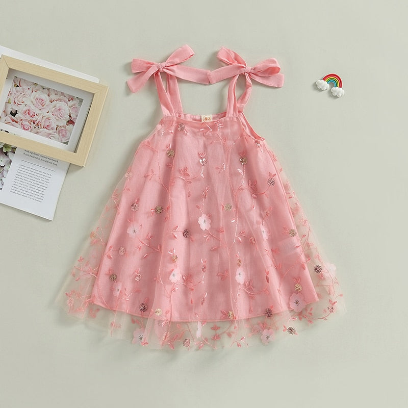 Vestido Infantil Tirantes Lazo Tul