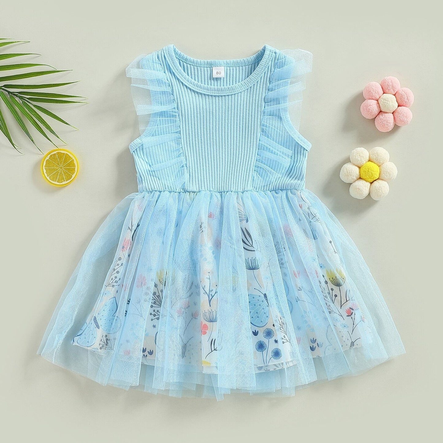 Vestido Infantil de Flores y Tul