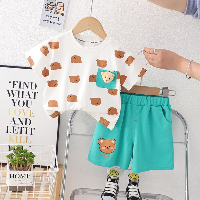 Conjunto Infantil Manga Corta Oso