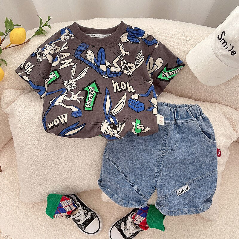 Conjunto infantil de conejito y vaqueros
