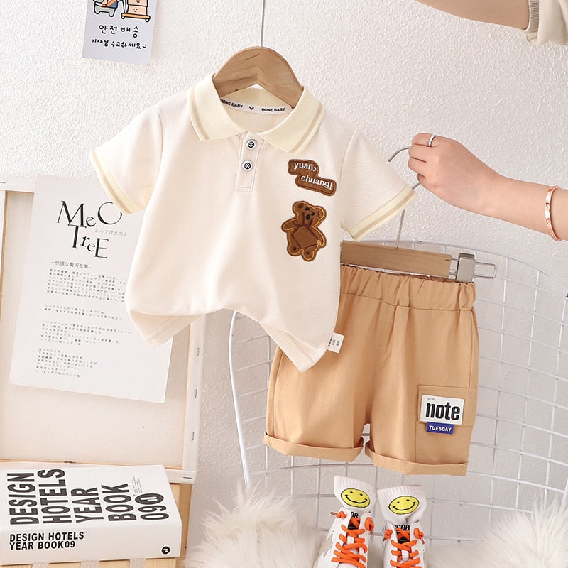 Conjunto infantil con cuello polo osito