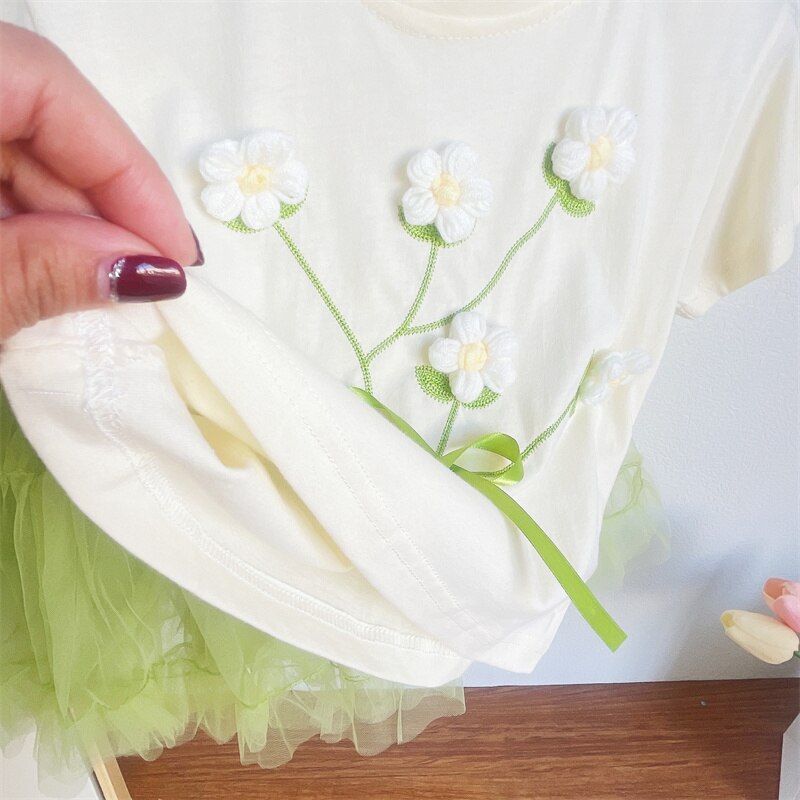 Conjunto de dos piezas con tutú de flores dulces