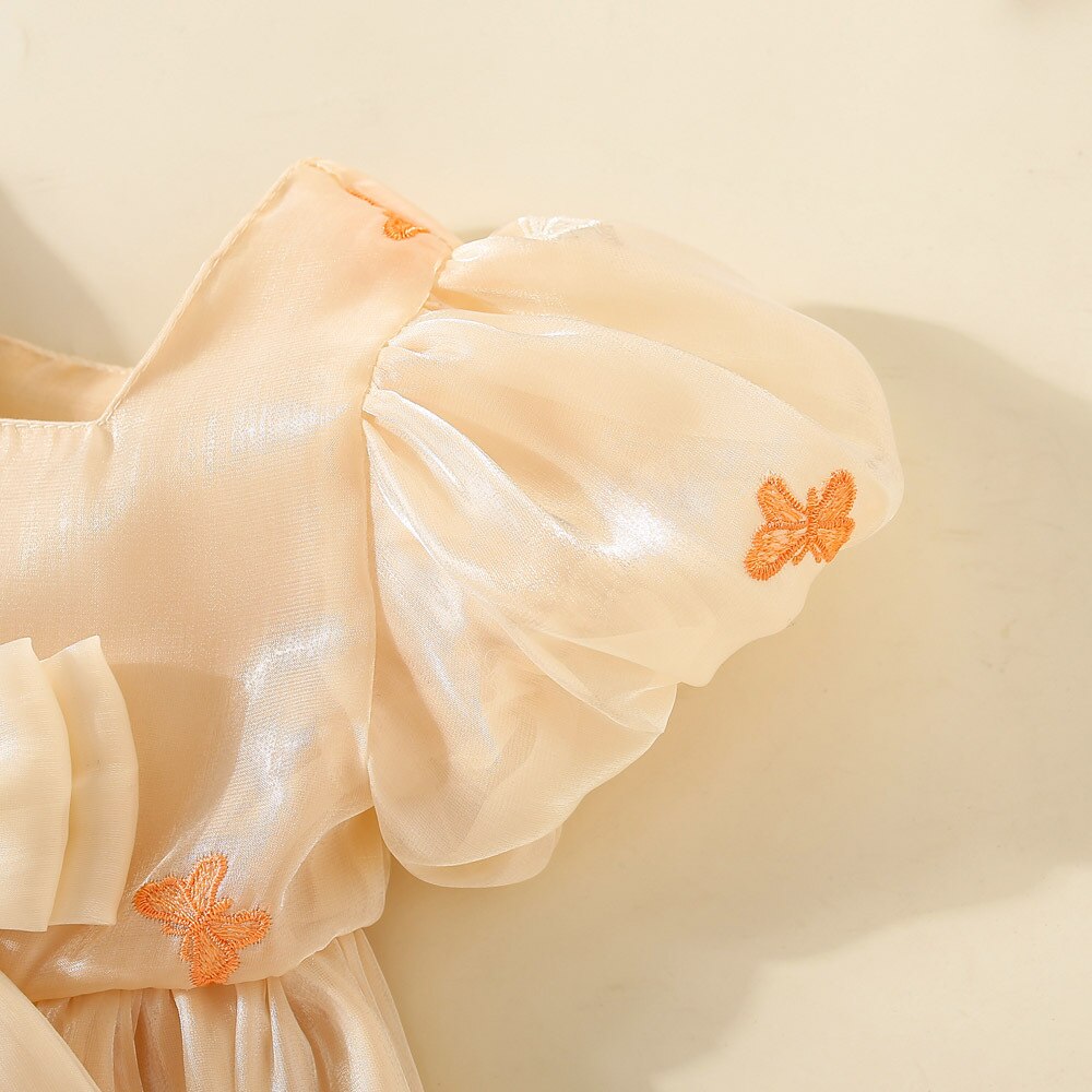 Conjunto de vestidos de noche de princesa de fiesta de manga abombada de verano para niñas