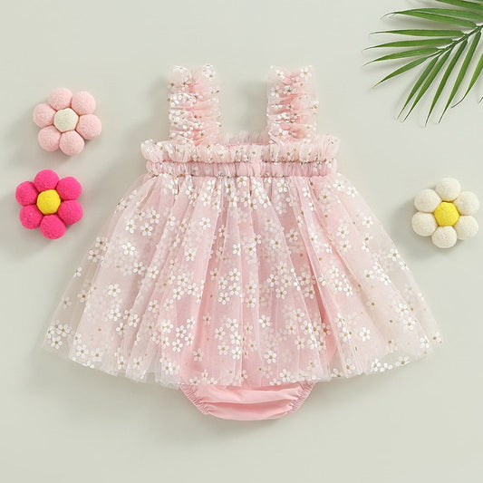 Mameluco de verano, lindo estampado floral sin mangas