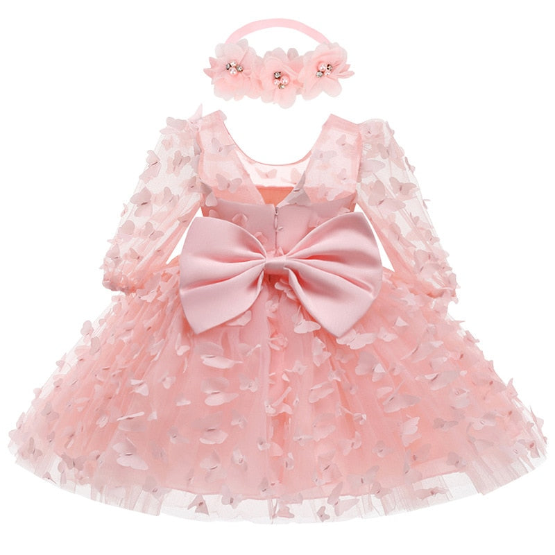 Vestido Infantil Mariposas + Fajín