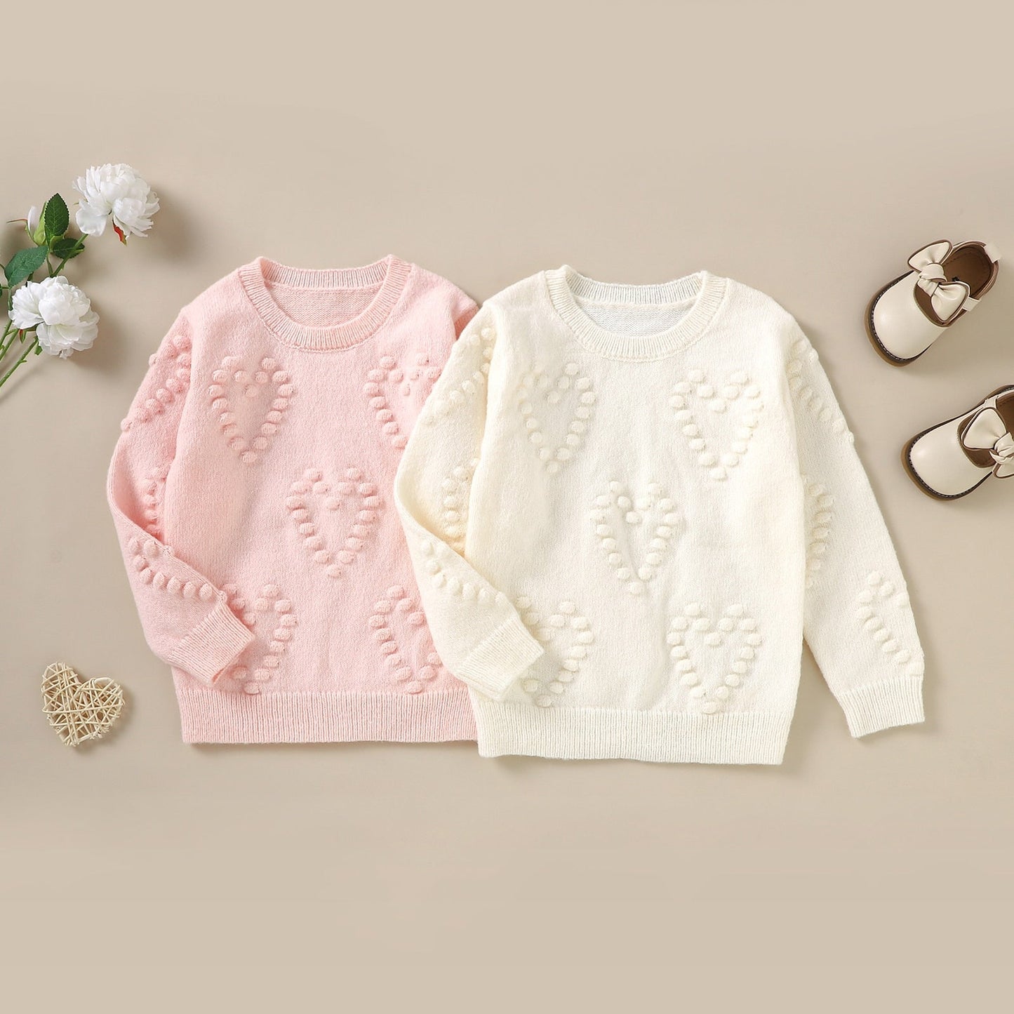 Jersey de punto de corazón de manga larga