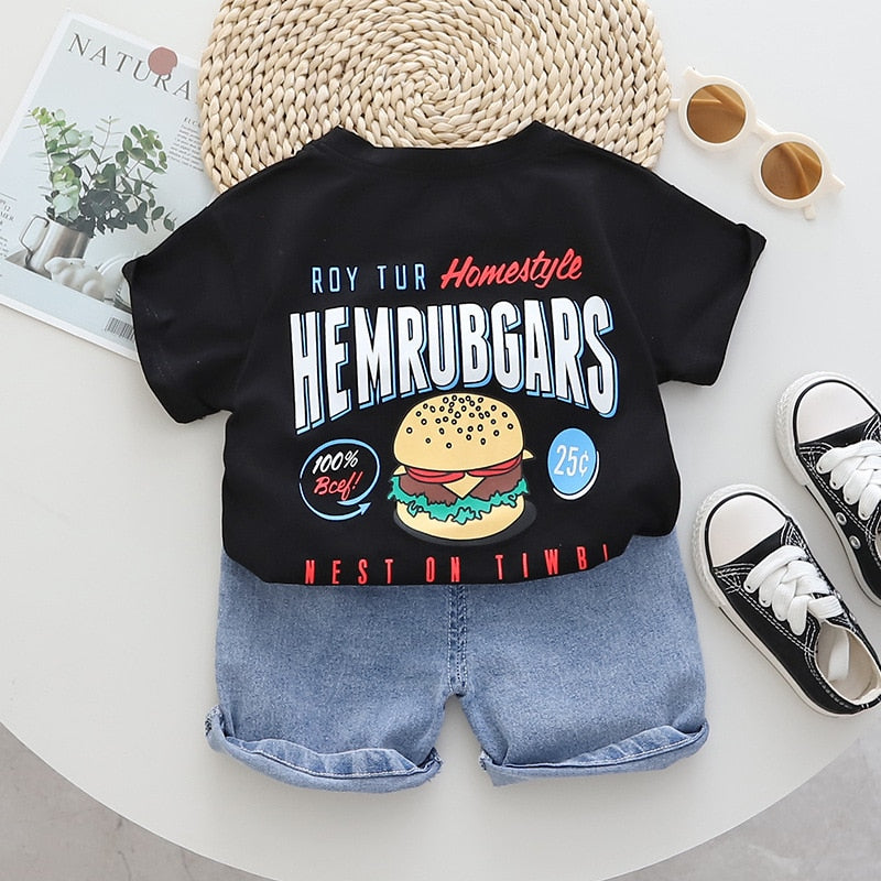 Conjunto infantil con estampado de hamburguesas