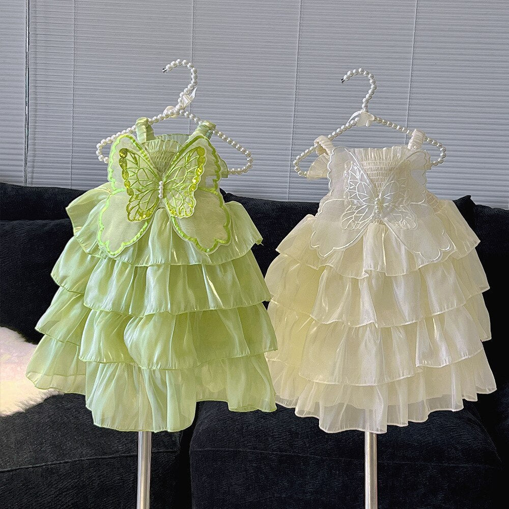 Vestido de Niña con Volantes de Mariposa