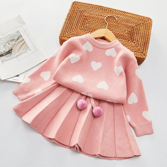 Conjunto Infantil Corazón Jersey + Falda