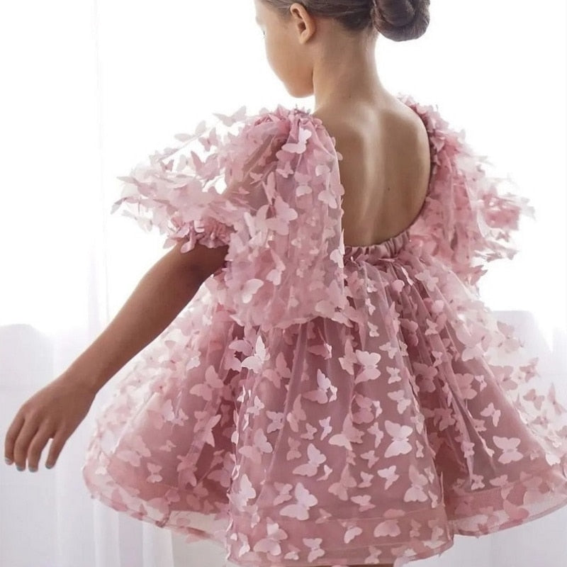 Vestido tutú de princesa mariposa con manga abullonada