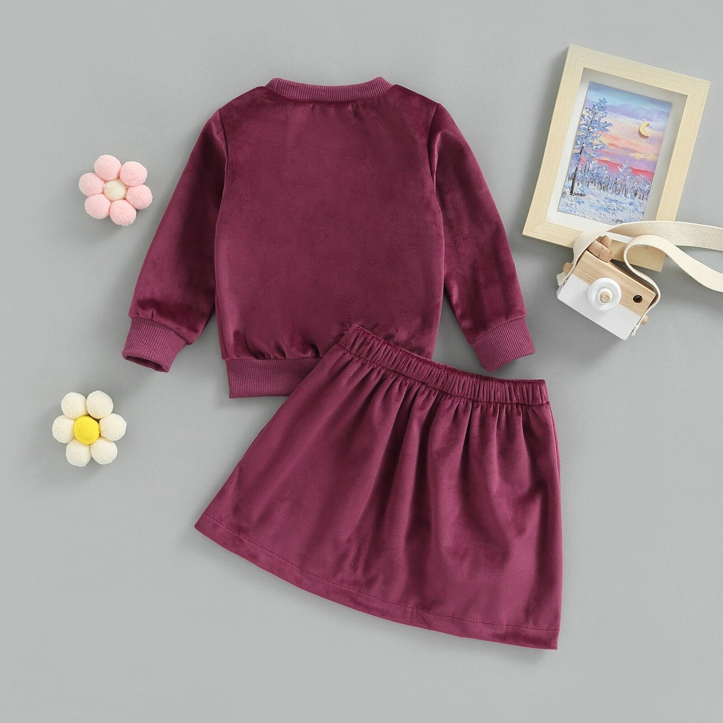 Conjunto de Felpa Infantil Falda Lazo