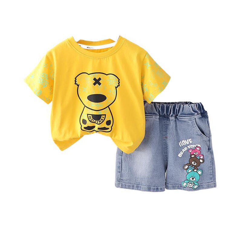 Conjunto Infantil Ositos Colores Jeans Shorts