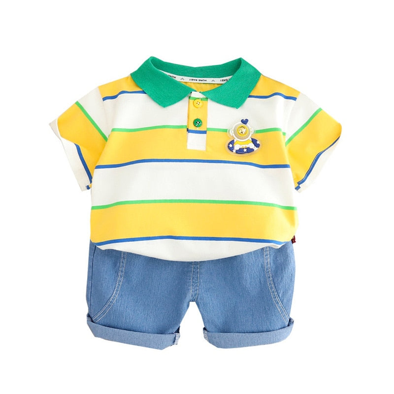 Conjunto Infantil Polo Cuello Rayas