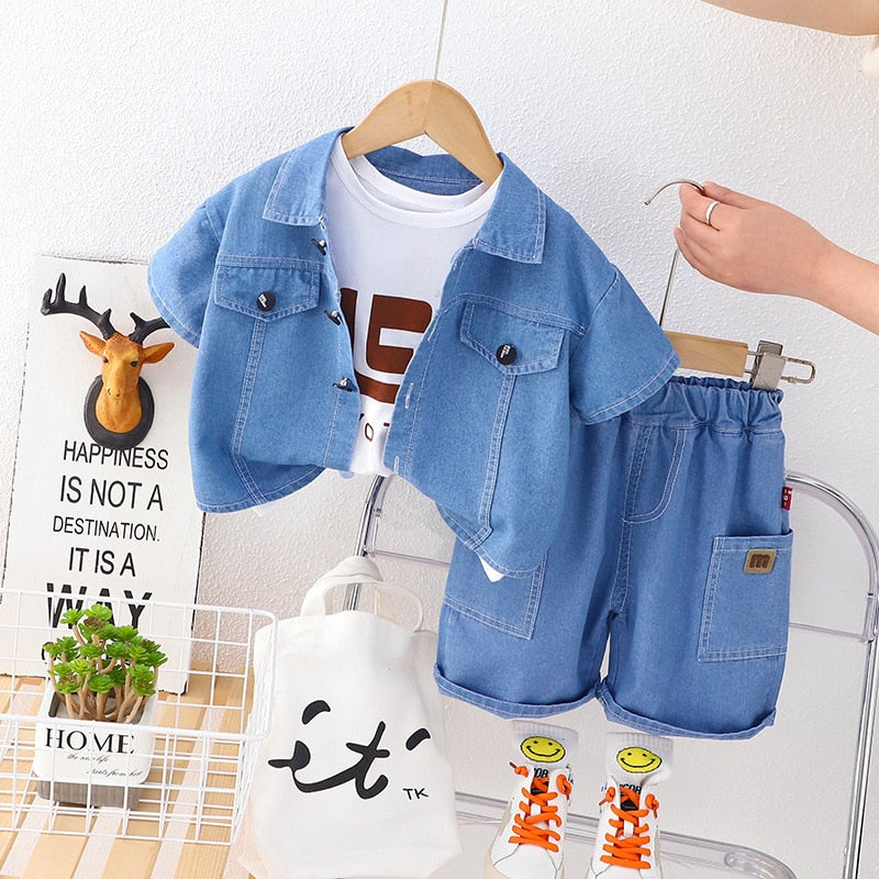 Conjunto de jeans de manga corta para niños