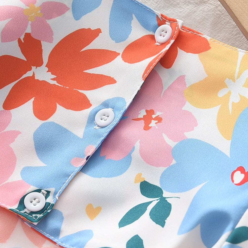 Vestidos Vestidos florales coloridos de manga corta