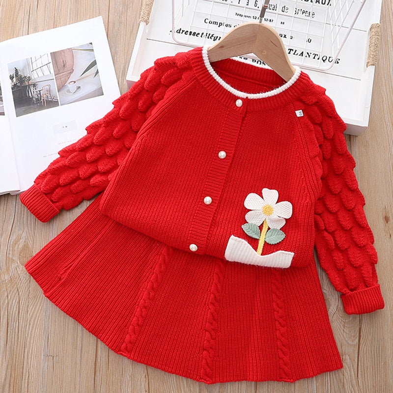 Conjunto Infantil Blusa + Falda Lana