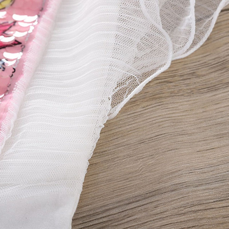 Conjuntos de ropa Unicornio Verano Lentejuelas Moda Top y falda vaquera