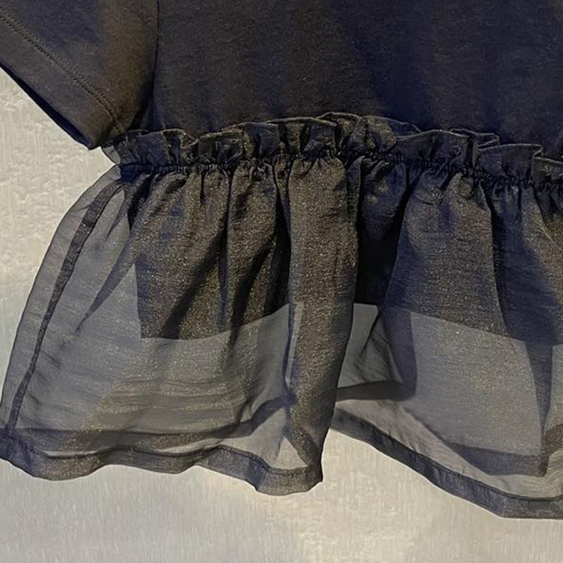 Camiseta para niños Top de manga corta de malla con retales para niñas de verano